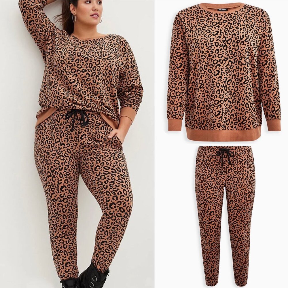 SET: Torrid Super Soft Fleece Leopard Raglan Sweatshirt/Jogger 1X